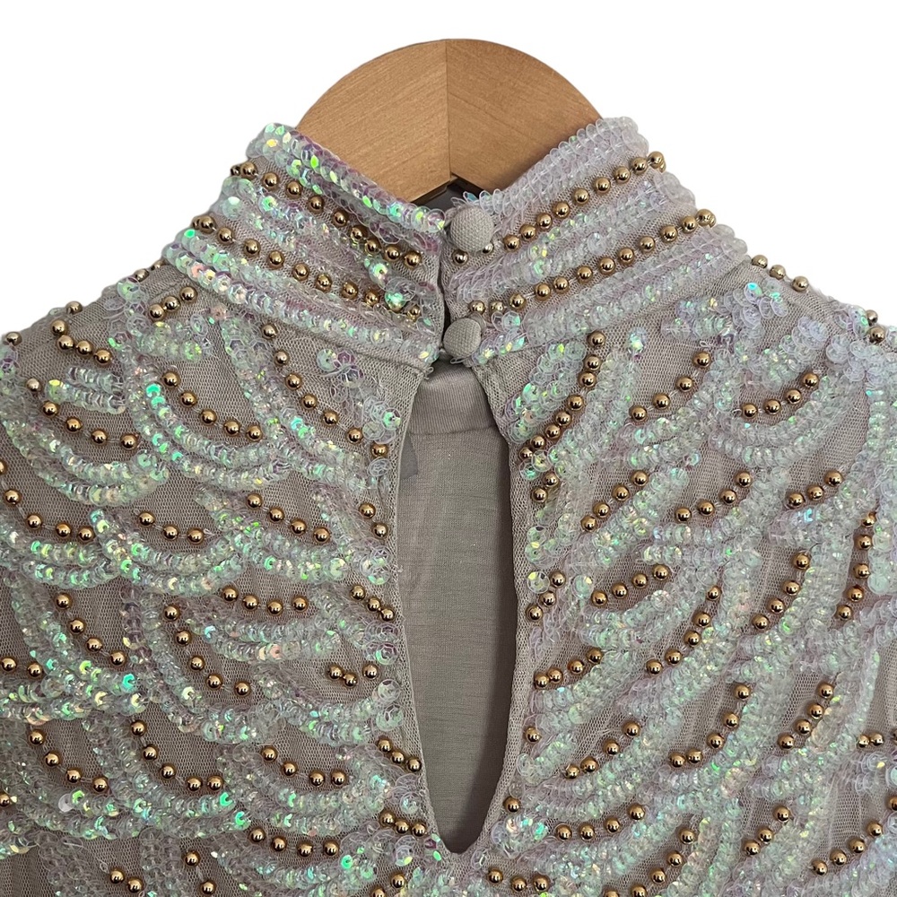New ASOS Lavender, Pink, Gold Sequin Beaded Top Size 0 - Picture 5 of 5
